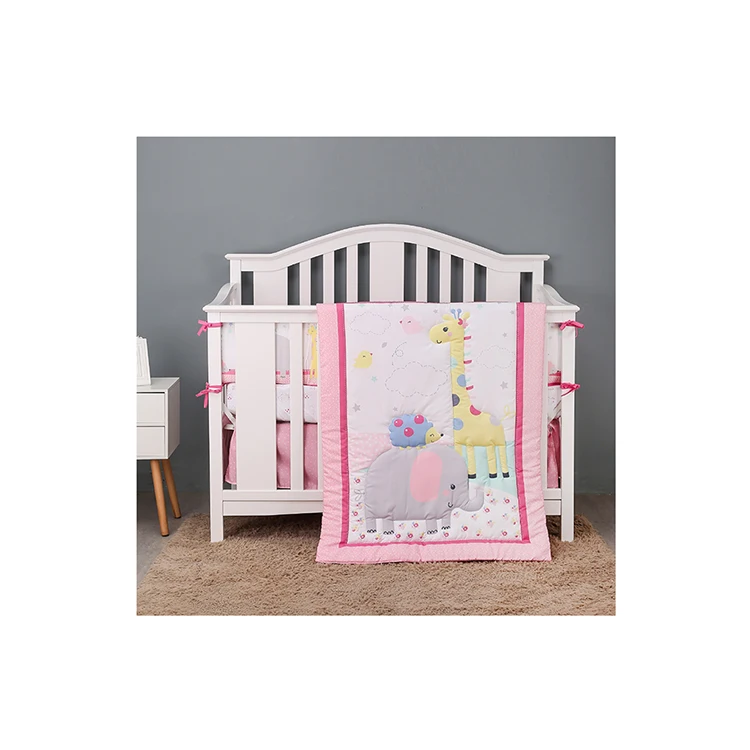 Custom 4Pieces Cheap Cotton Crib Bedding Set Cot Bed Linen Baby Comforter Set Baby Nursing Baby Crib Bedding Set