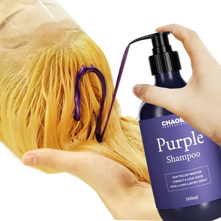 Anti- brassy Purple Blue Hair Shampoo , Private Label Purple Toning Shampoo for Blonde and Silver Hair Fading Treatment
