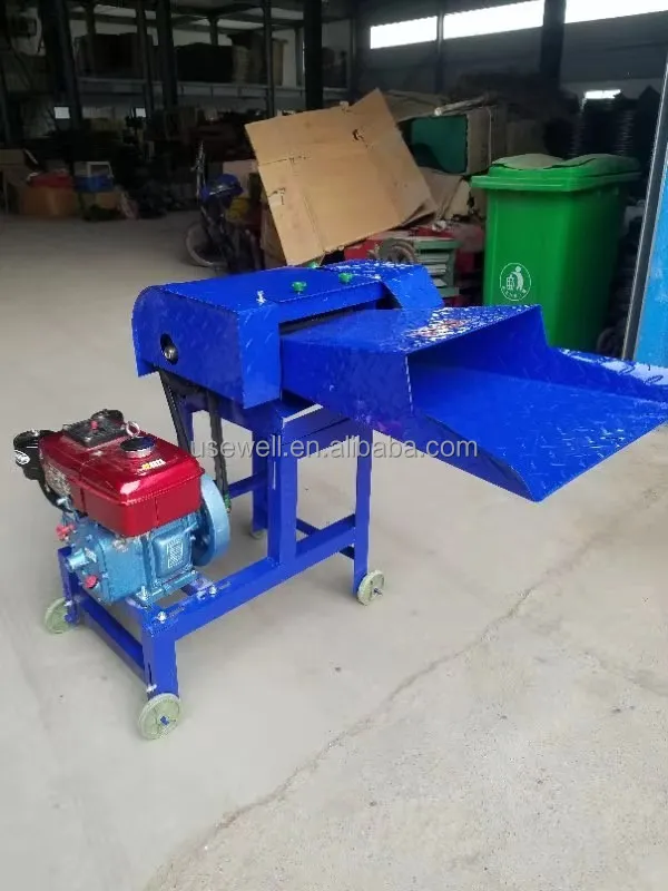 2hp dry Hay chaff cutter forage crop green Grass Cutting shredder diesel-powered straw chaff cutter crusher machine for cow