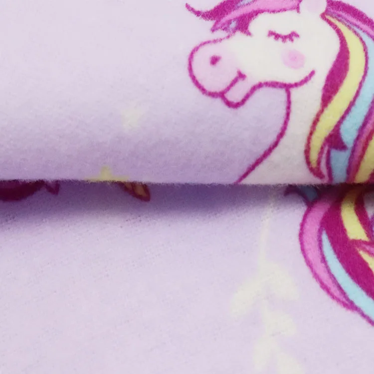 145gsm silky smooth cotton printed bedsheet cartoon soft brushed flannel fabric