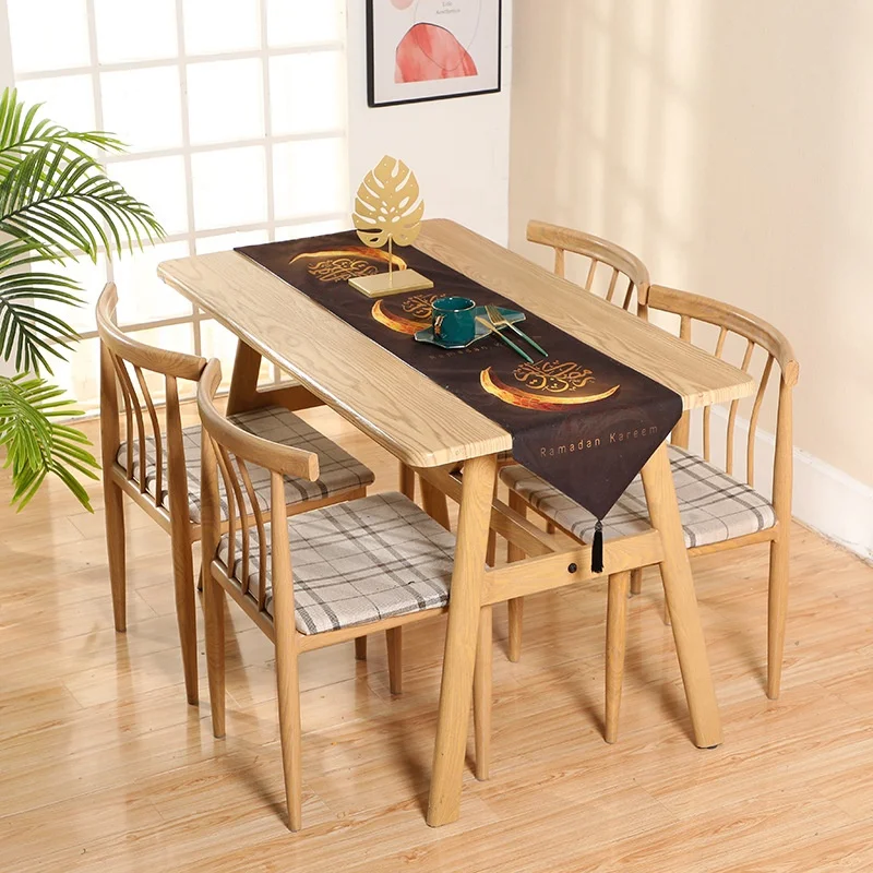 Ramadan Family Dinner Party Decoration Cloth Eid Mubarak Table Runner Ramadan Mubarak Table Runners