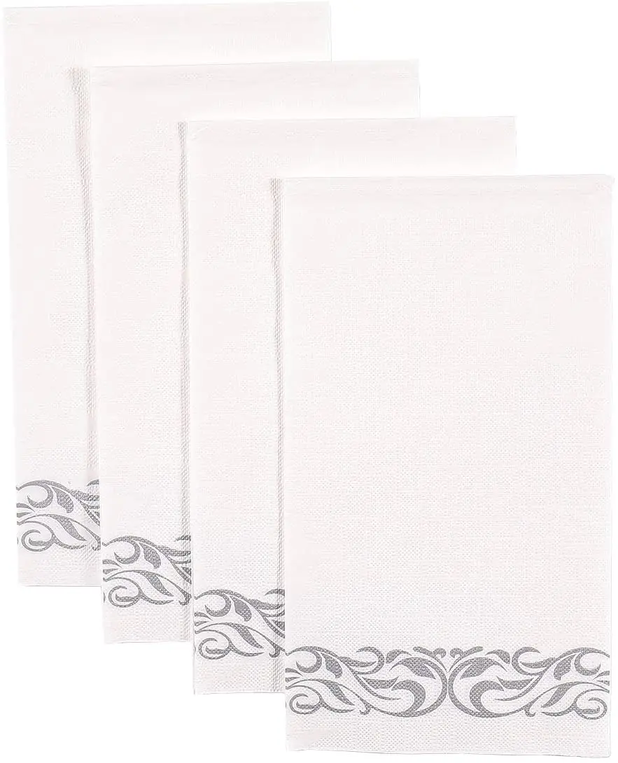 White Linen Like Guest Catering Disposable White Dinner Napkins With Logo