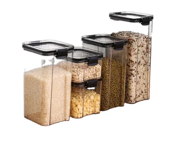 5 Pieces Kitchen Transparent BPA Free Plastic Stackable Airtight Food Container Storage Box Sets