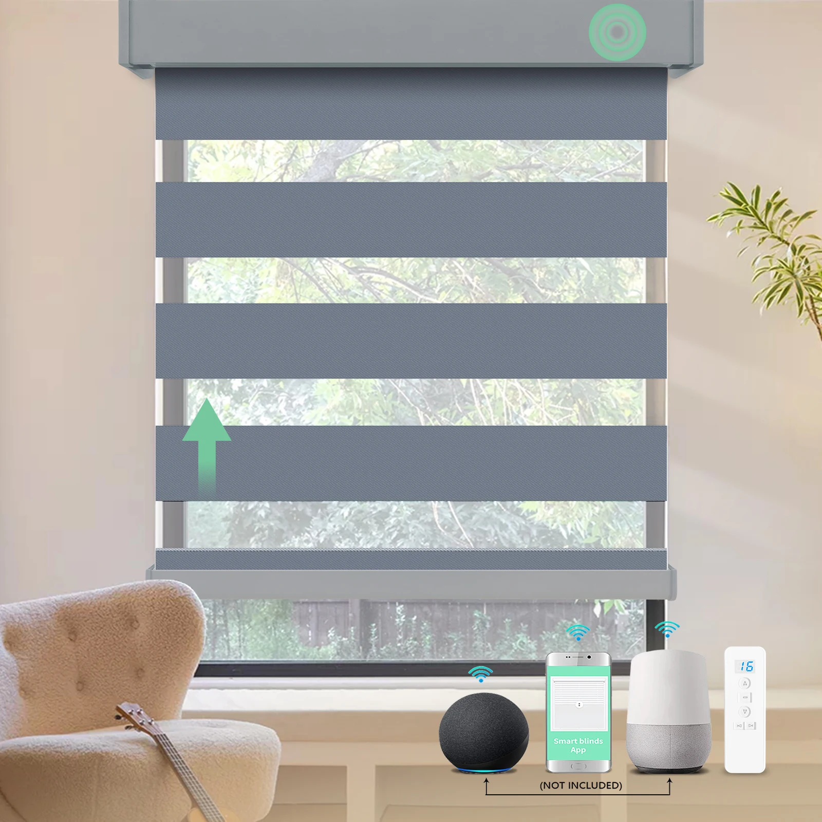 Smart Motorized Remote Control Double Zebra Roller Shades Style Google Systems Motorized Zebra Blinds for Living Room