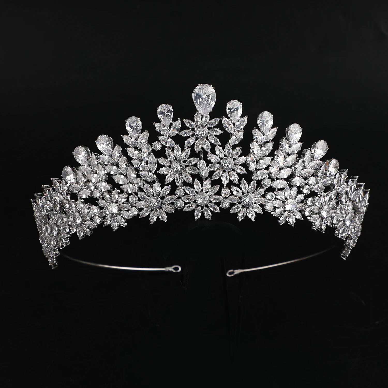 Platinum/24K Gold Plated Zircon Crowns Luxury Dainty Jewelry Bridal Hair Accessories Wedding Headpiece in Tiaras Pageant Crown