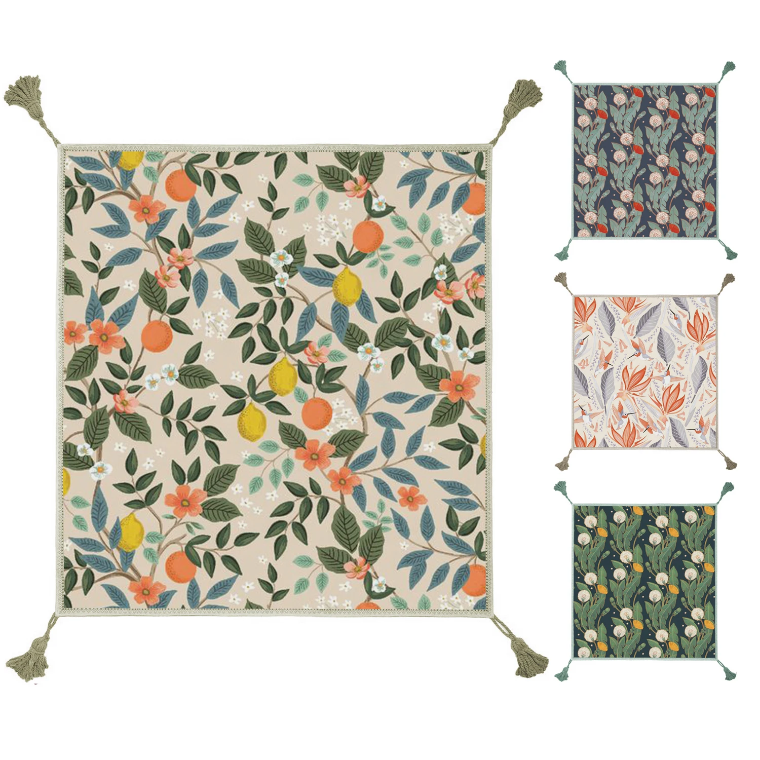 Bohemian Style Outdoor Custom Printed Foldable Waterproof Picnic Blanket Rug Picnic Mat with Carry Strap