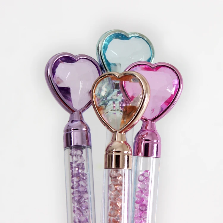 New Design of ECO Materials Creative Pen with Crystal Heart Ballpoint Pen for Stationery School Suppliers and Girls  Women Pen