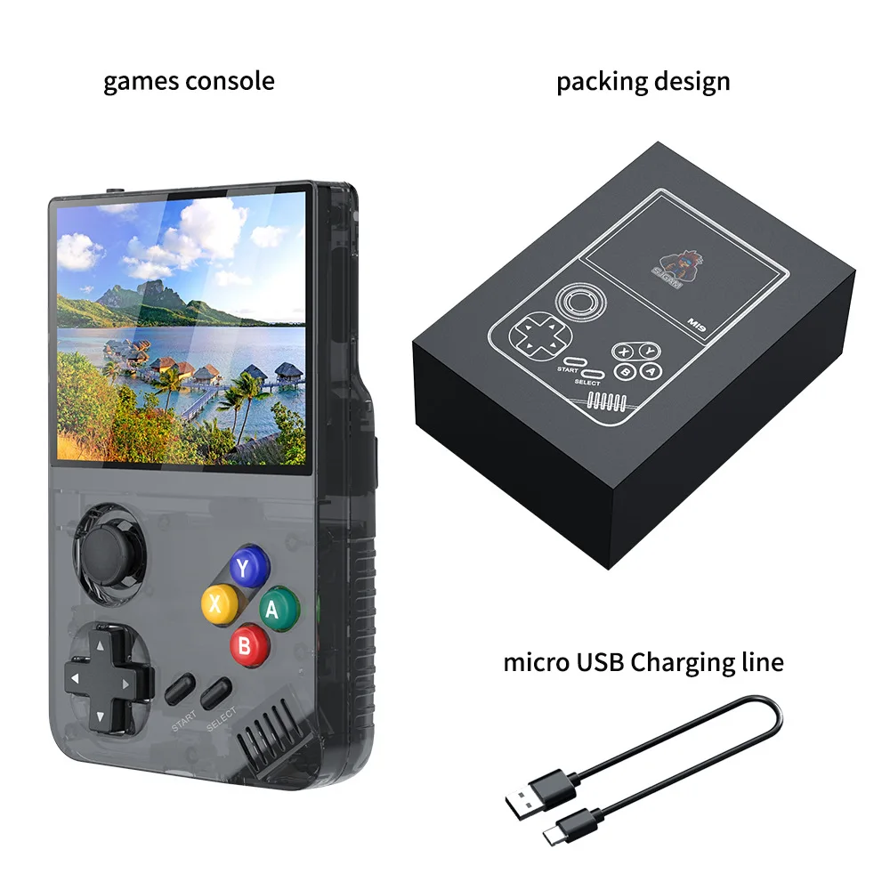 M19 Handheld Game Console 3.5 Inch 640*480 4K HD IPS Screen LINUX 3D Retro Video Gaming Player with 20000 video games