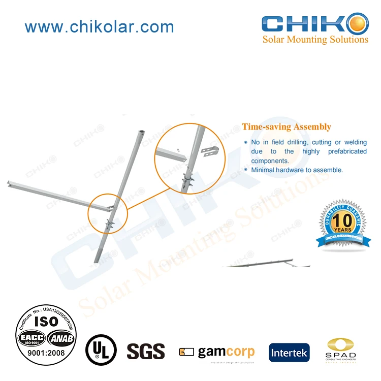 Robust solar panel ground pole pv mounting structure support