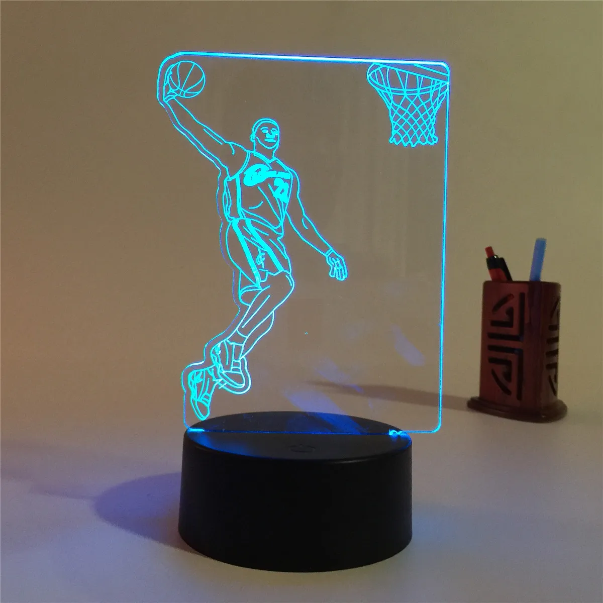 Manufacturer Customized Basketball Player Color Changing  Remote Controlled 3D Illusion Night Light Best Gift for NBA