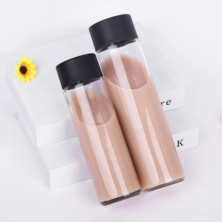250ml 300ml 350ml 400ml 500ml 750ml Transparent Screw Lid High Borosilicate Voss Water Glass Bottle For Juice Milk