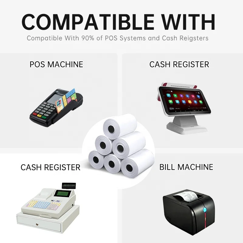 Factory Supplier Cash Receipt Paper 57x50mm 55gsm Thermal Printer Paper Roll for Cash Register Credit Card Pos Machine