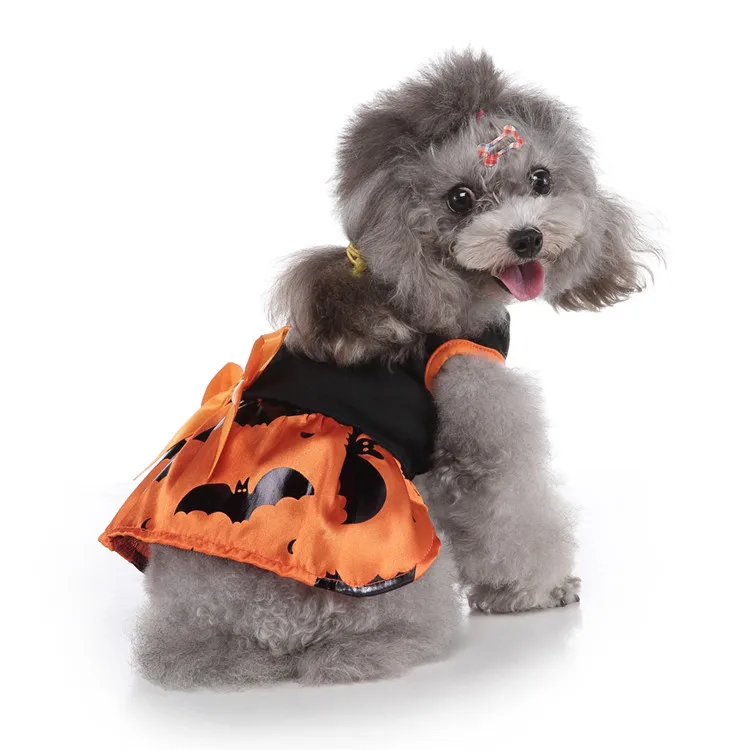 Funny Halloween Dog Clothes Ghost Dog Dress with Bowtie Cheap Wholesale