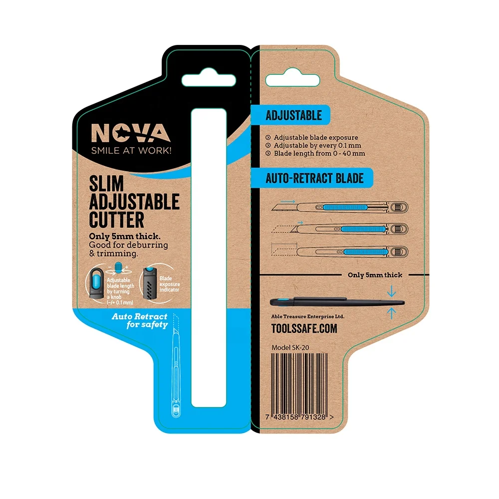 Free sample every 0.1 mm adjustable auto retractable safety knife cutter