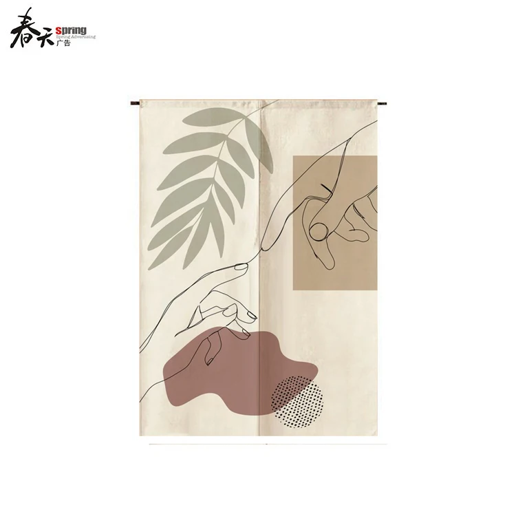 Abstract Design Linen Door Curtains Kitchen Entrance Curtain Customized Decoration Blackout Valance