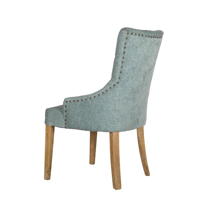 Oak Armless tufted wingback sillas de dise arm wood Fabric Luxury Tufted French Dining Chair
