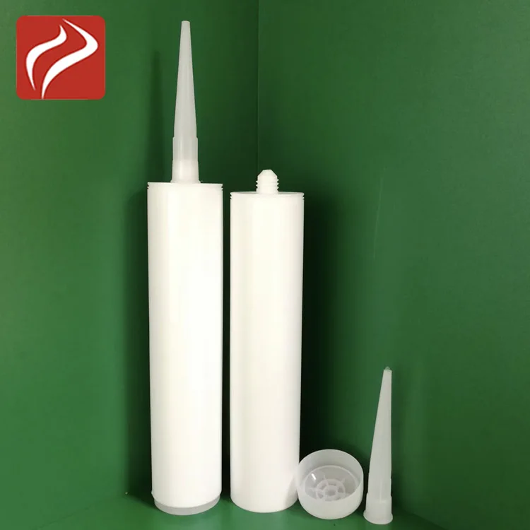 Big Volume Empty Glass Glue Caulking Tube Plastic Sealant Cartridge Silicone Tube With Sharp Mouth Lid And Piston