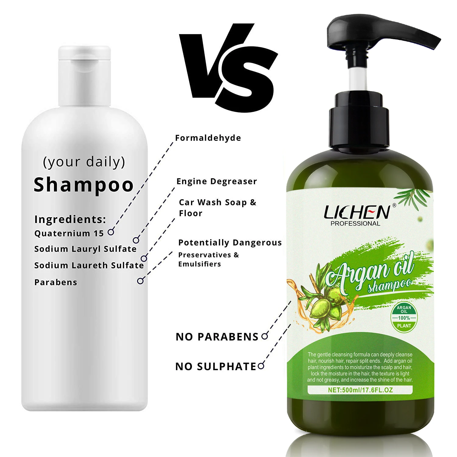 lichen hot selling  private label vegan argan oil shampoo and conditioner