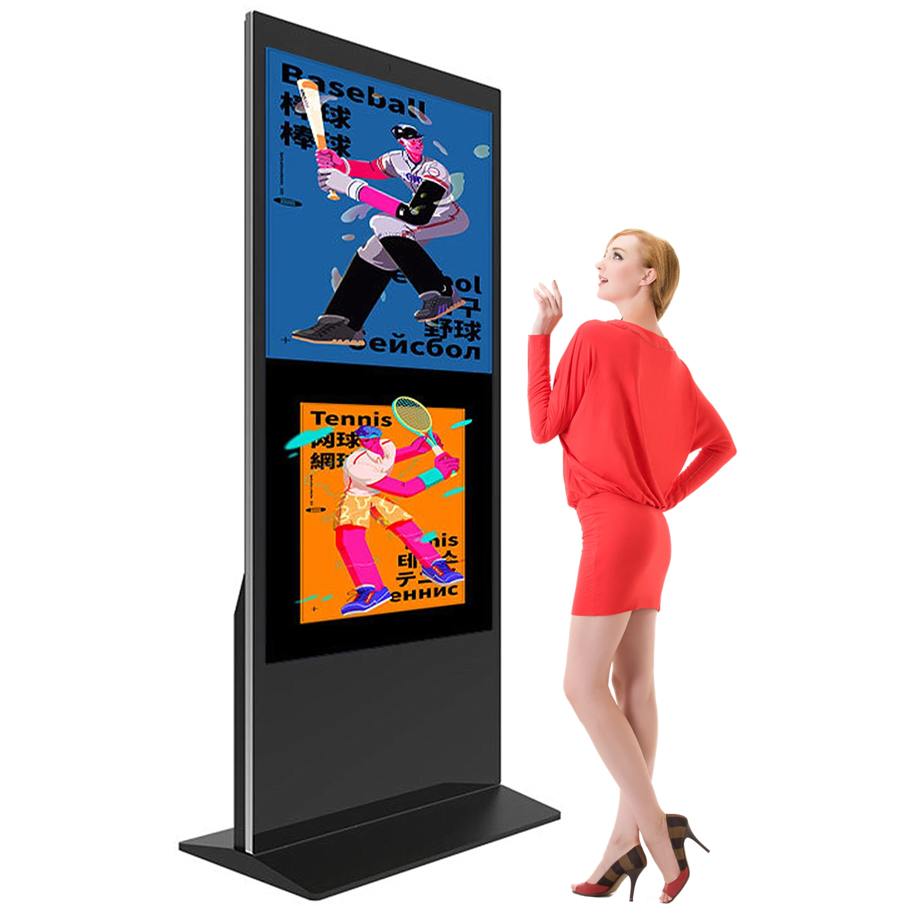 Floor Stand 43 55 Inch Indoor 4K Media Player Interactive Touch Screen Vertical Advertising Screen Display LCD Digital Signage