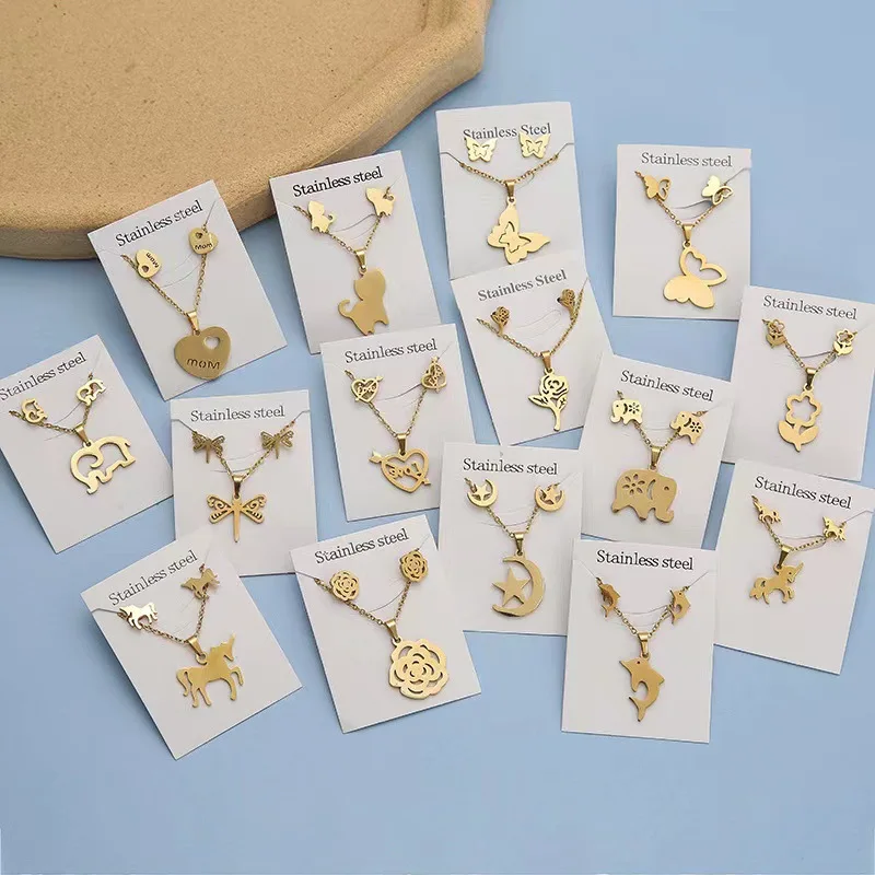 Wholesale Cheap Women Girls 2023 Stainless Jewelry Steel  Set for Women