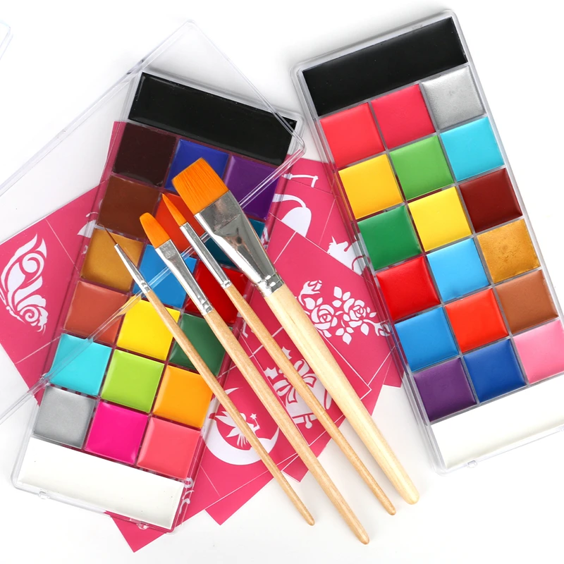 Professional Flash Non Toxic Safe Tattoo Halloween FX Party Artist Fancy Makeup Oil Face Painting Kit For Kids and Adult