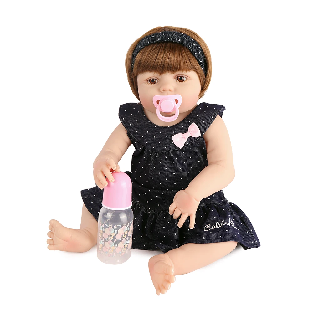 Full Silicone 22inch 55cm Reborn Baby Dolls Lifelike Bebe Realistic Lifelike Menina Kid Boneca Toy lol Grils Gift Cute Toddler