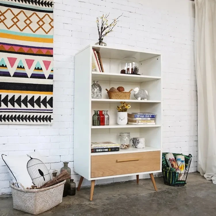 Modern Living Room Furniture Cabinet Bookshelves MDF Wooden Display Rack Bookcase