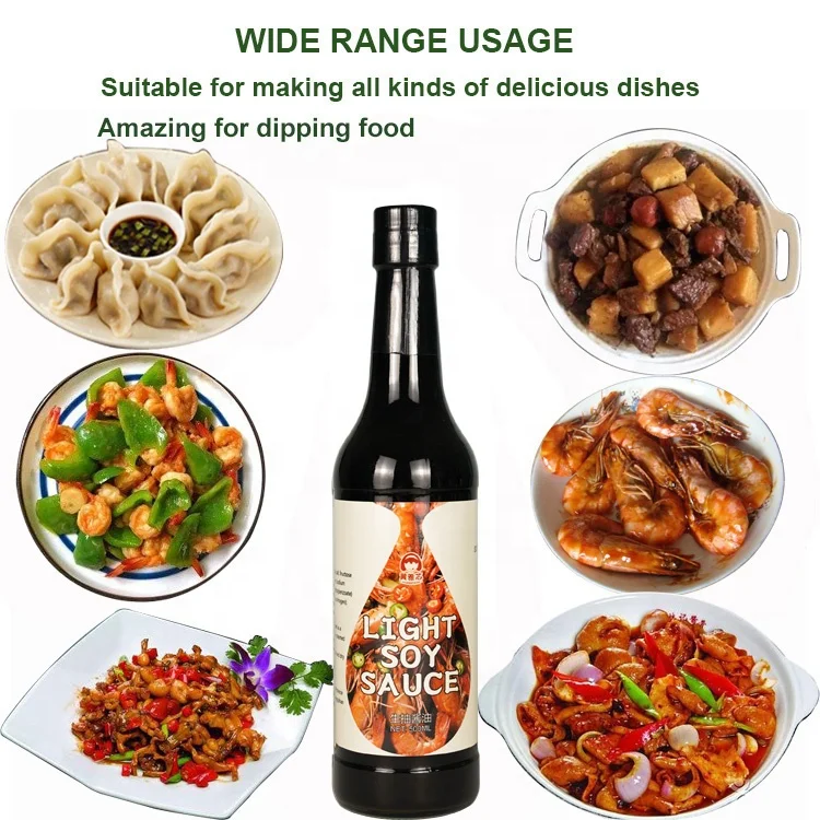 Natural Brewed Seasoning Non-GMO Halal Sauces Soya Arabic Muslim Market OEM Wholesale Condiment 500 ml Light Superior Soy Sauce
