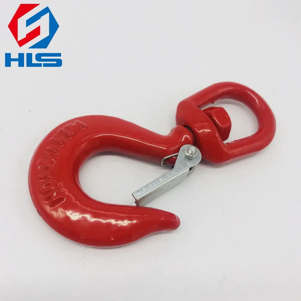 Durable 5 Ton Alloy Steel Lifting Hook with Latch 322 A/C Red Swivel Eye Hoist hook for Industrial Cranes Use