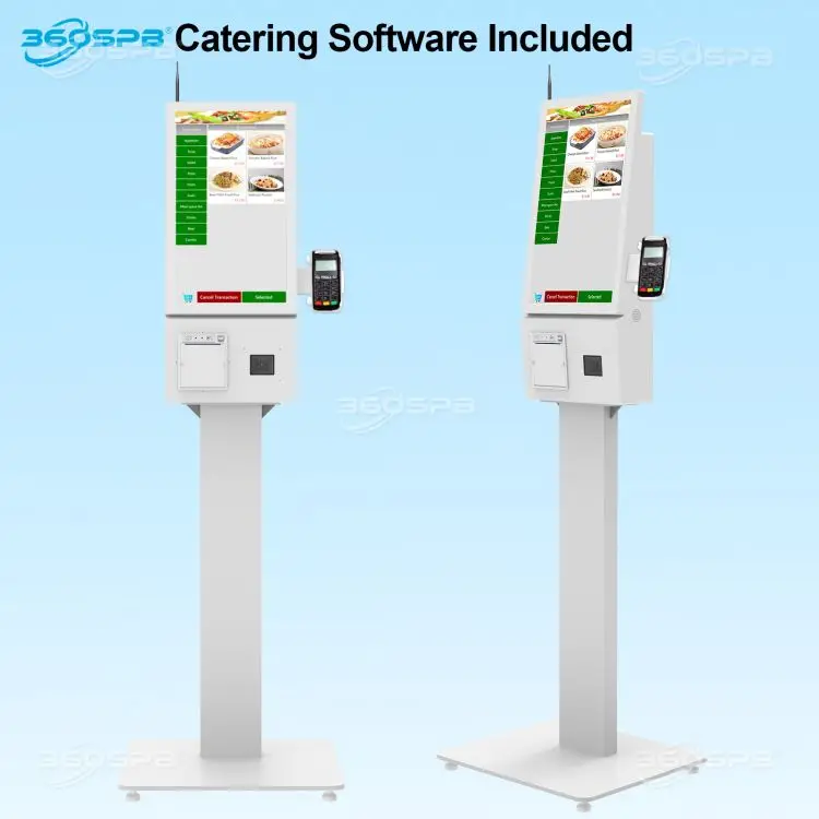 360SPB|21.5' digital kiosk touch screen With QR Scanner And Printer Self Service for coffee shop