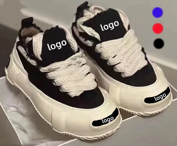 Size 36-45 Custom Couples Canvas Casual Shoes Trendy Flat Vintage Color Low Top Men Trainer Sneaker Thick Soles Shoes