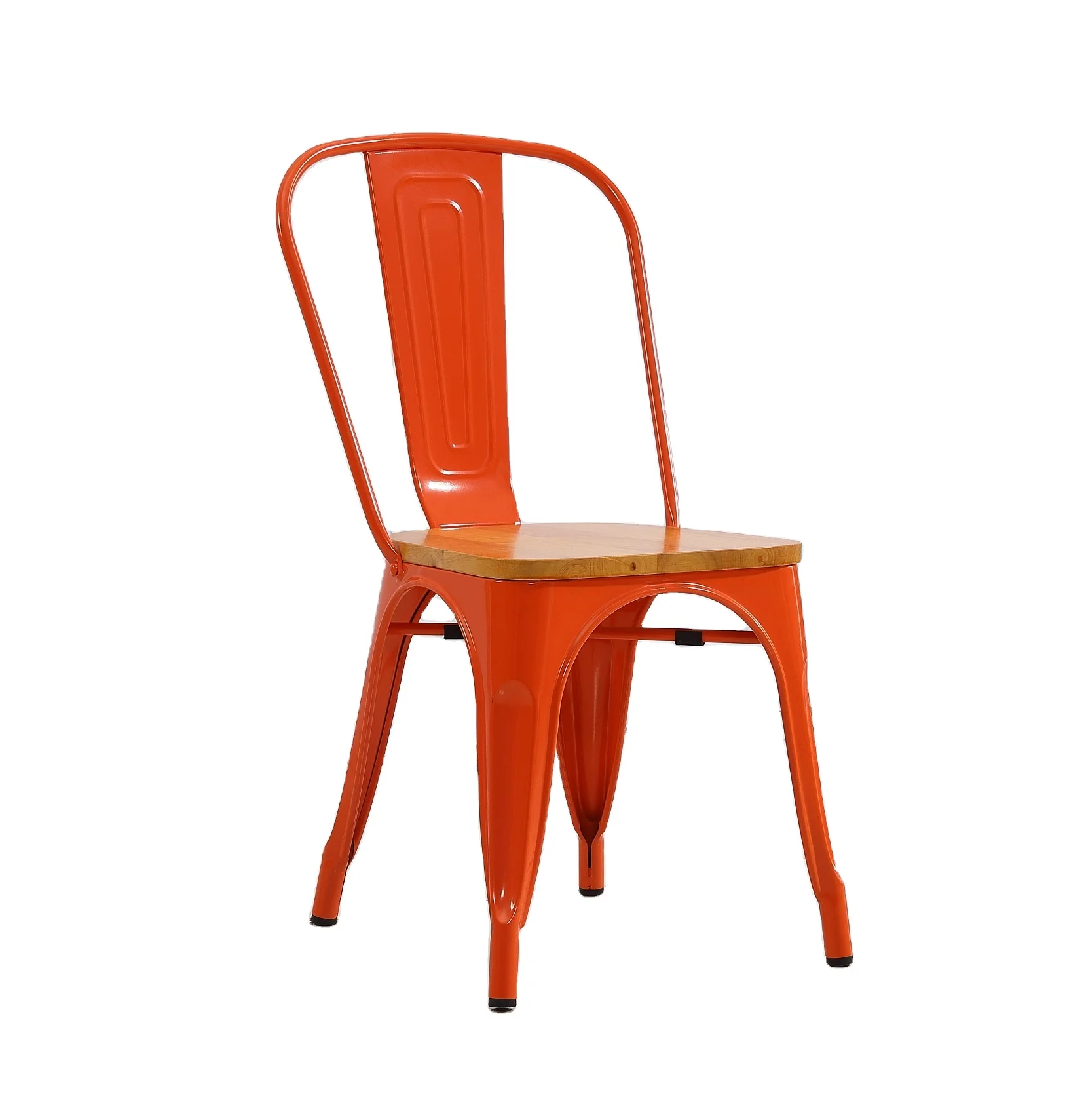 Wholesale Factory Cheap Stackable Colorful Wooden Seat Metal Chairs
