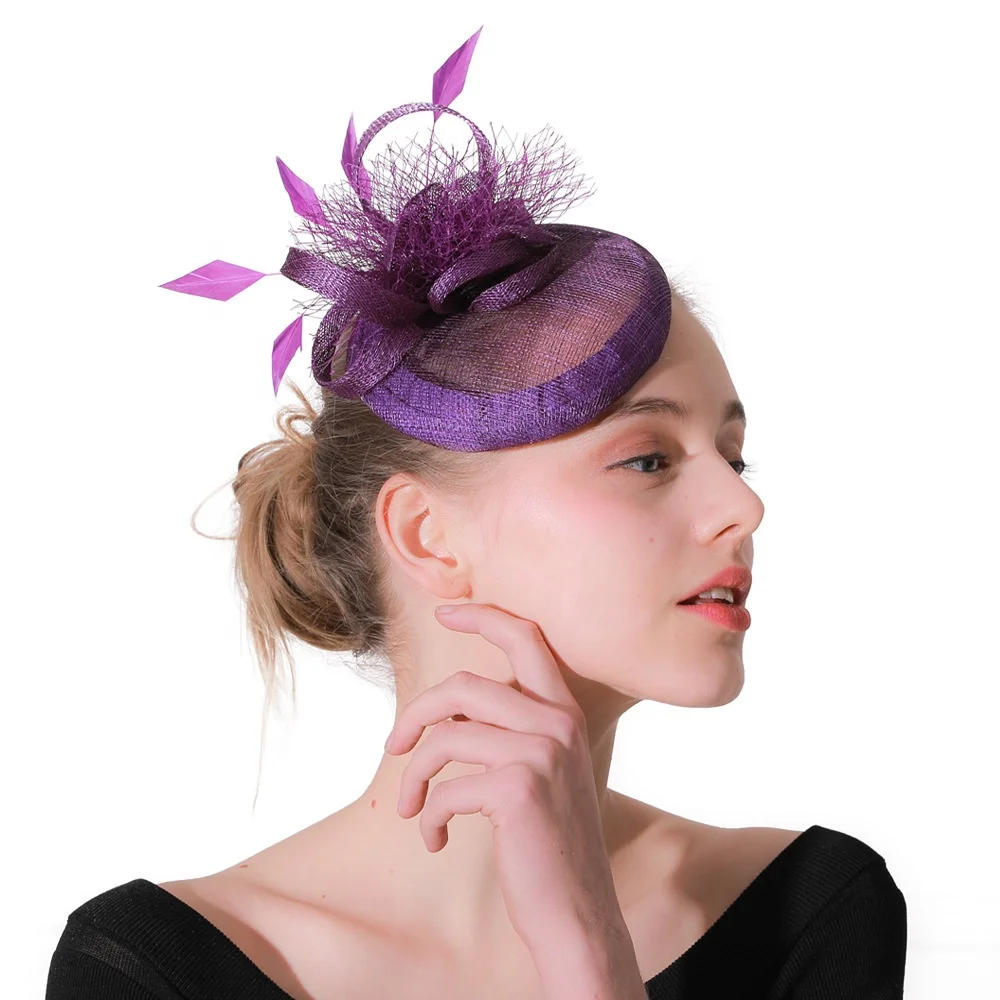 sinamay and feather fascinator hat