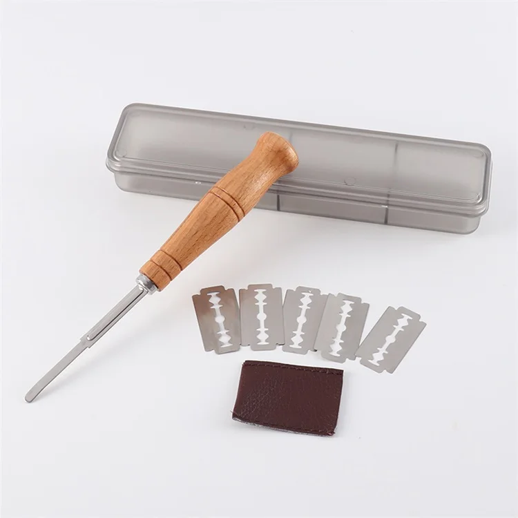 Bakers Baking Pastry Cutter Tools Wooden Handle Bread Lame with 5 Blades