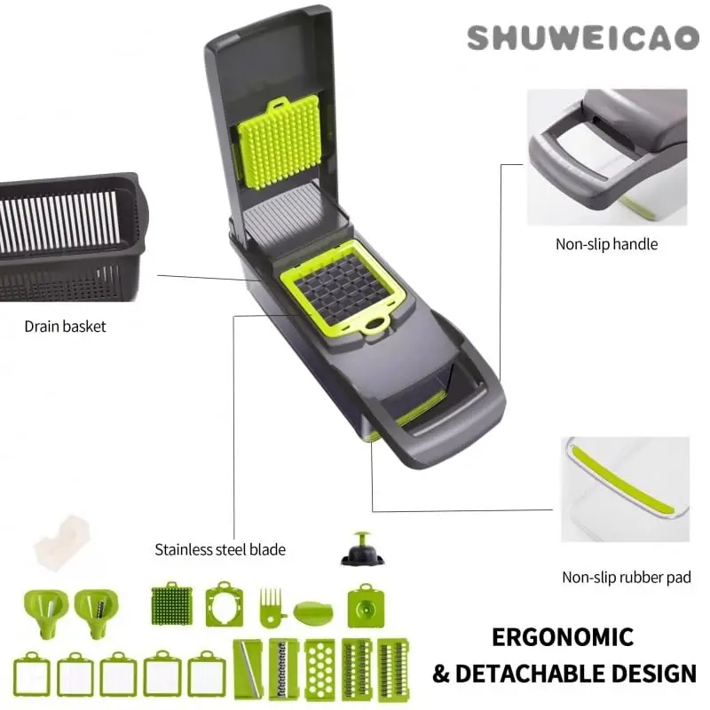 Vegetable Chopper 16 in 1 Multifunctional Food Chopper Kitchen Vegetable Slicer Dicer Cutter,Veggie Chopper