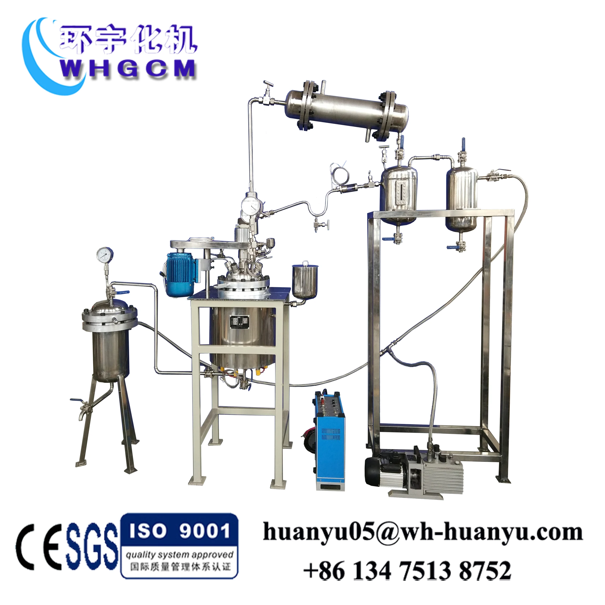 Малый реактор 10L для реакции дистилляции вакуума с конденсатором, системой бака сбора фильтра