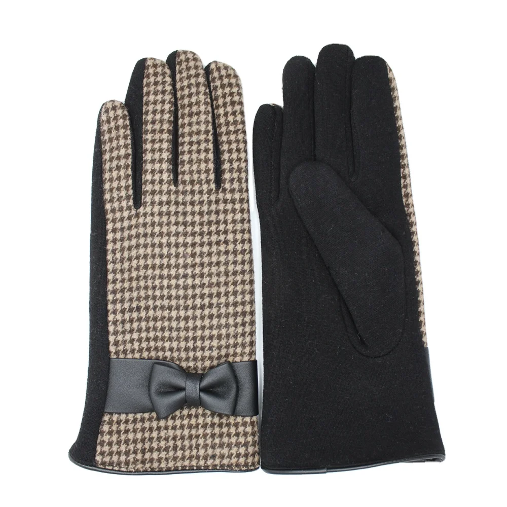 
ladies new style spandex velvet gloves with leather bow 