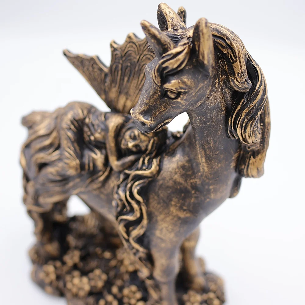 Wholesale high quality handmade custom resin angel fairy and unicorns garden figurines decorations for home garden