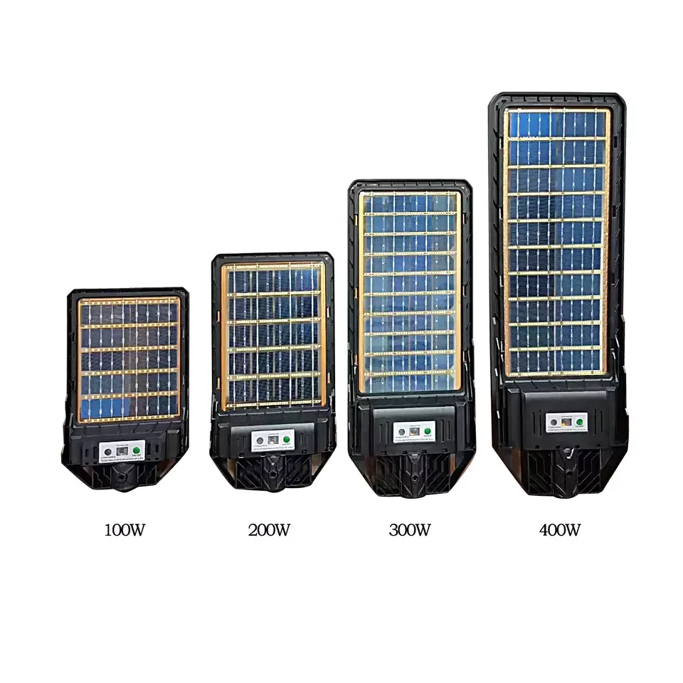 Newest technology of dual solar panel led street light led chips all in one solar street lamp panel 100w 200w 300w 400w