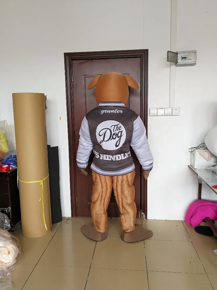 Unique adult character Beijing muscle dog mascot costume brown dog costume for sale