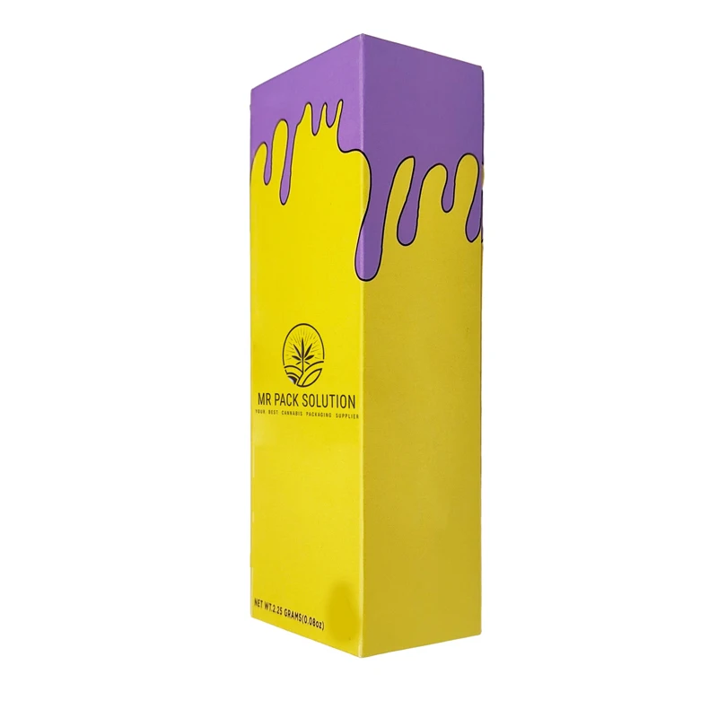 Archibald Custom Pre Smell Proof Roll Box Yellow Long Magnet Clam shell Packaging Paper Box Magnetic kegel verpakkingsdoos