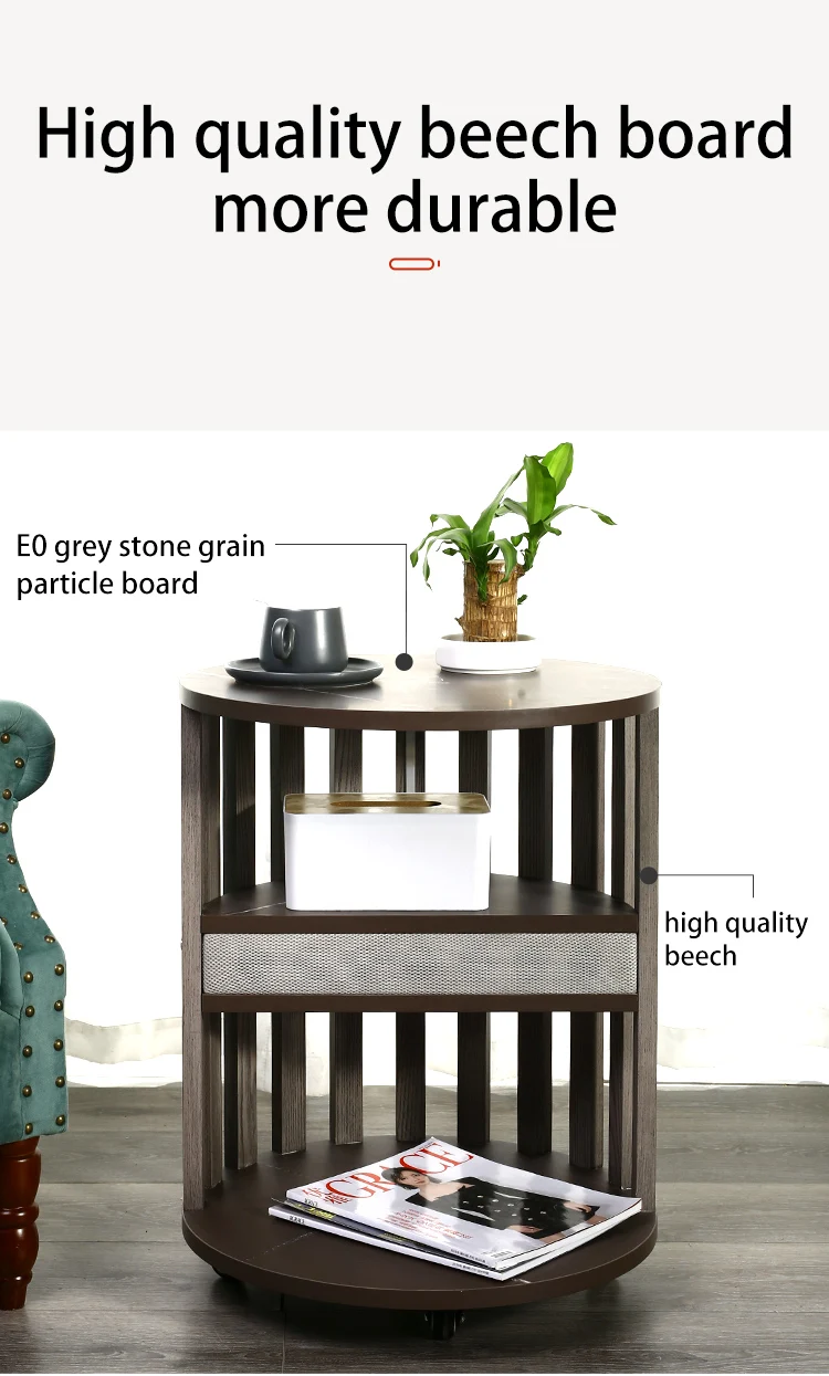 Fashionable Wooden Round Smart Coffee Table with Speaker Home Furniture Wireless Charger Mini Side Tea Table