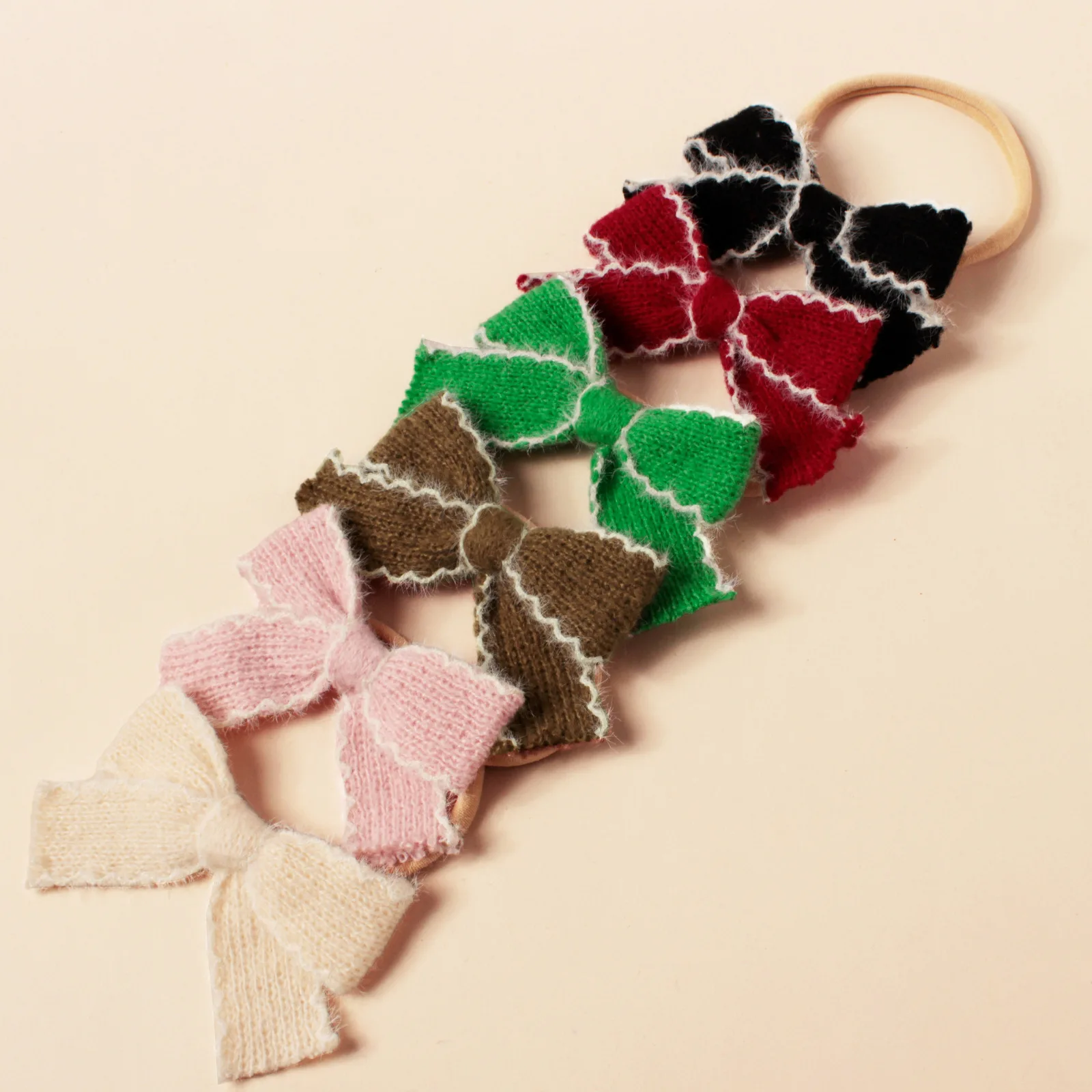 Wholesale Hair Bow Wool Knit Hair Bow Hair Clips For Baby Girls Accessories Holiday Christmas Color Bow Hairpin