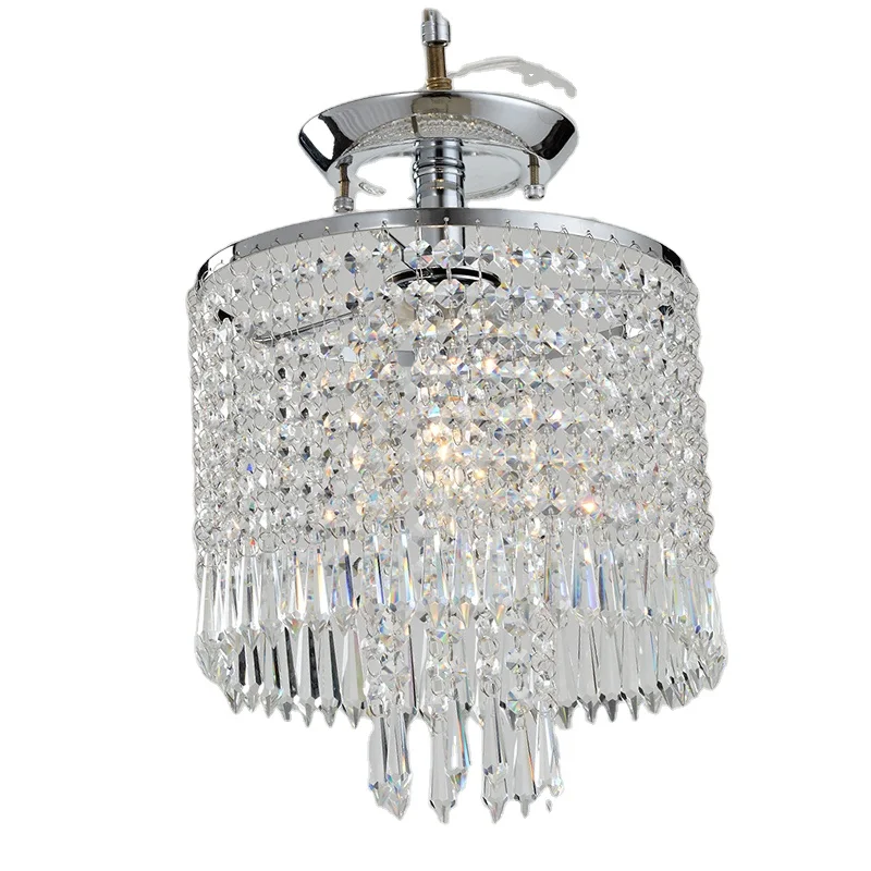 Modern high quality indoor luxury  Iron chrome restaurant living room clear crystal pendant light