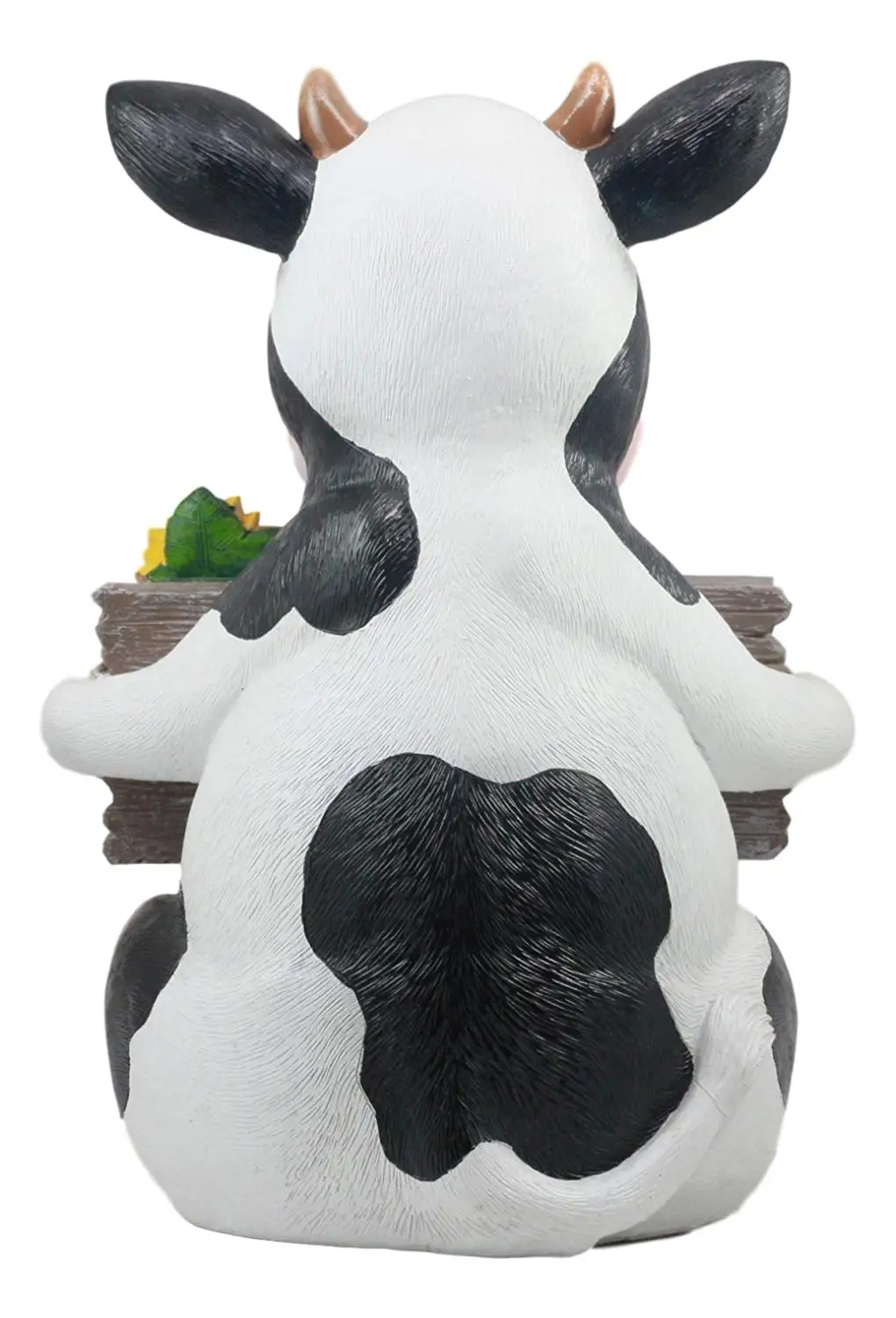 Whimsical Holstein Cow with Welcome Sign Statue  Sunflower Cow Garden Greeter Figurine
