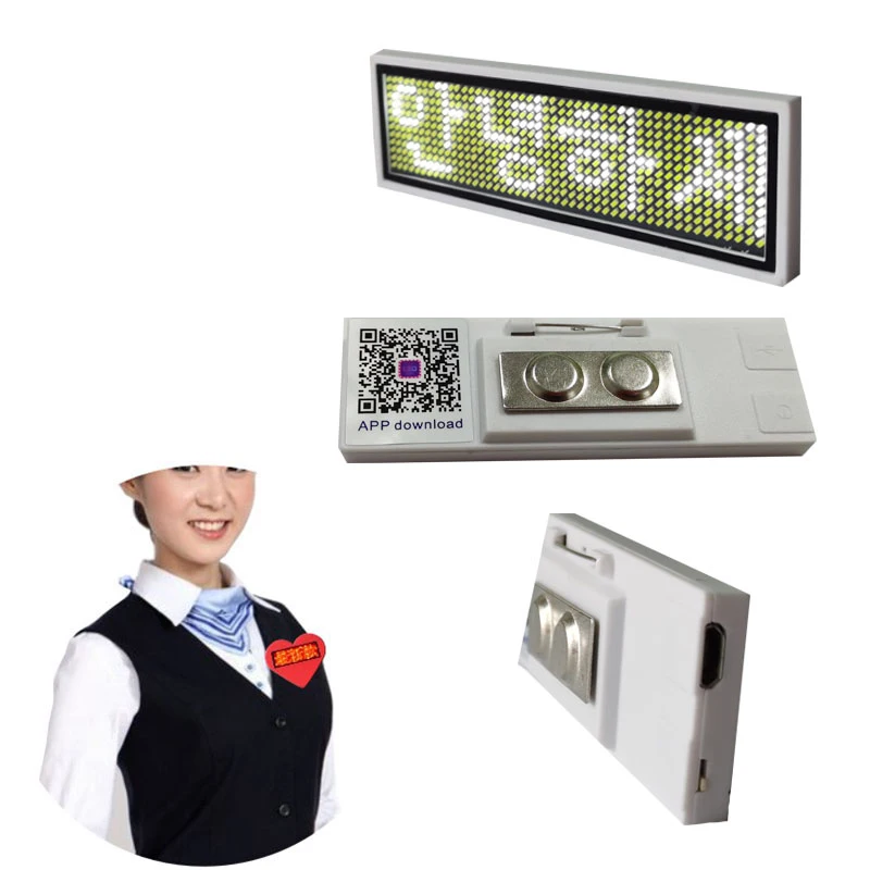 Factory Wholesale Programmable Mini Neon LED Luminous Display Screen Electronic LED Flashing Name Badge tag plate