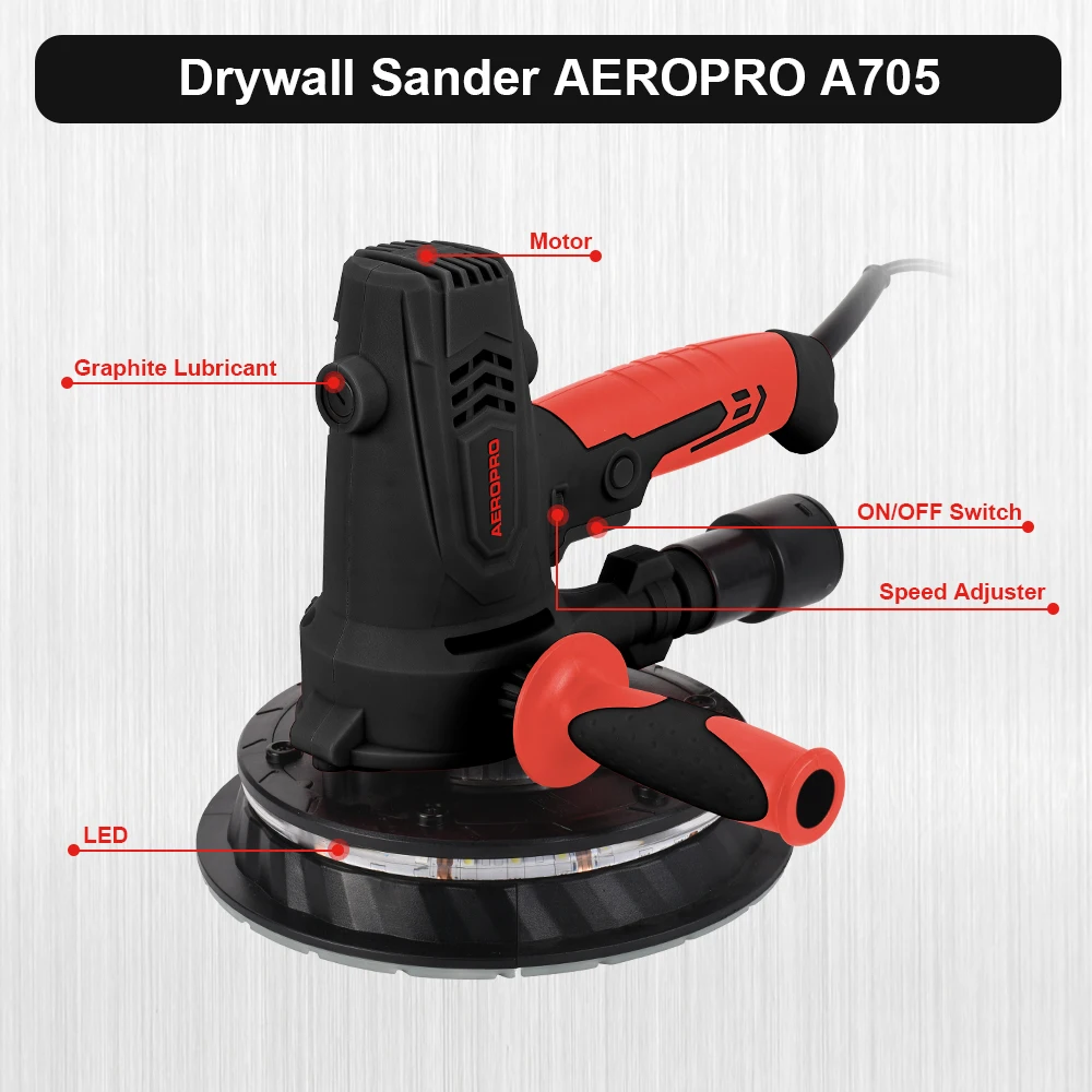 AEROPRO A705 New Design Portable Wall Sander Polishing Machine Electric Power Drywall Sander With Led Light