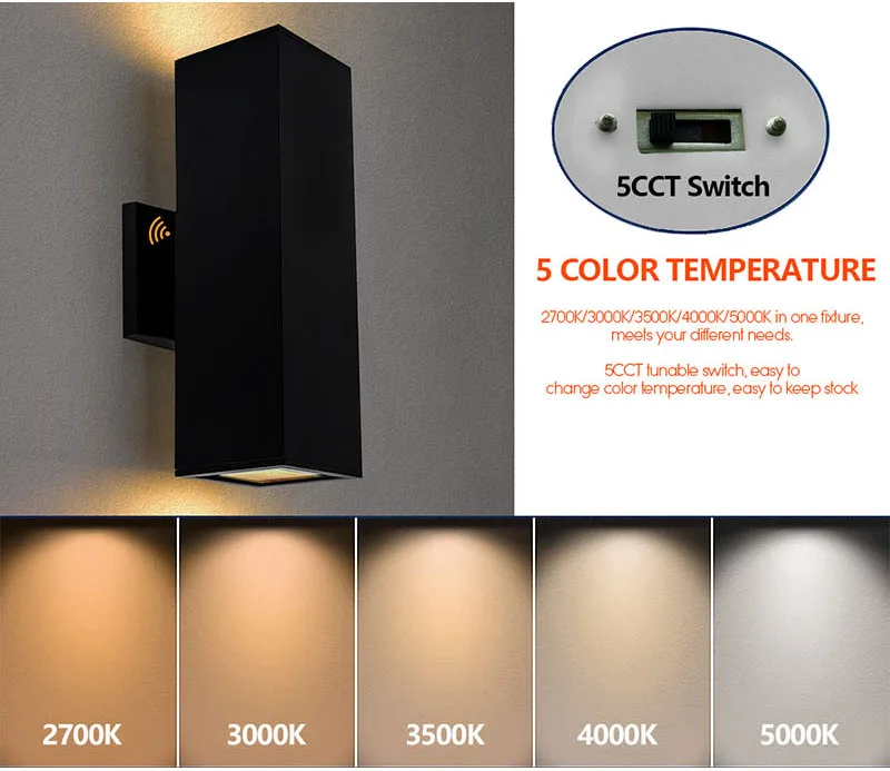 5CCT Switchable and Sensor Dusk to Dawn Garden led Wall Lights Sconce for Interior and Outdoor