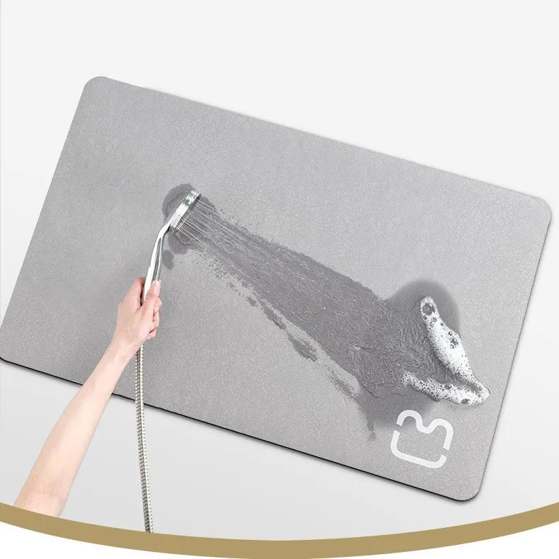 Custom Non-Slip Super Absorbent Quick Drying Stone Bath Mat Natural Diatomaceous Earth Shower Mat Easy To Clean