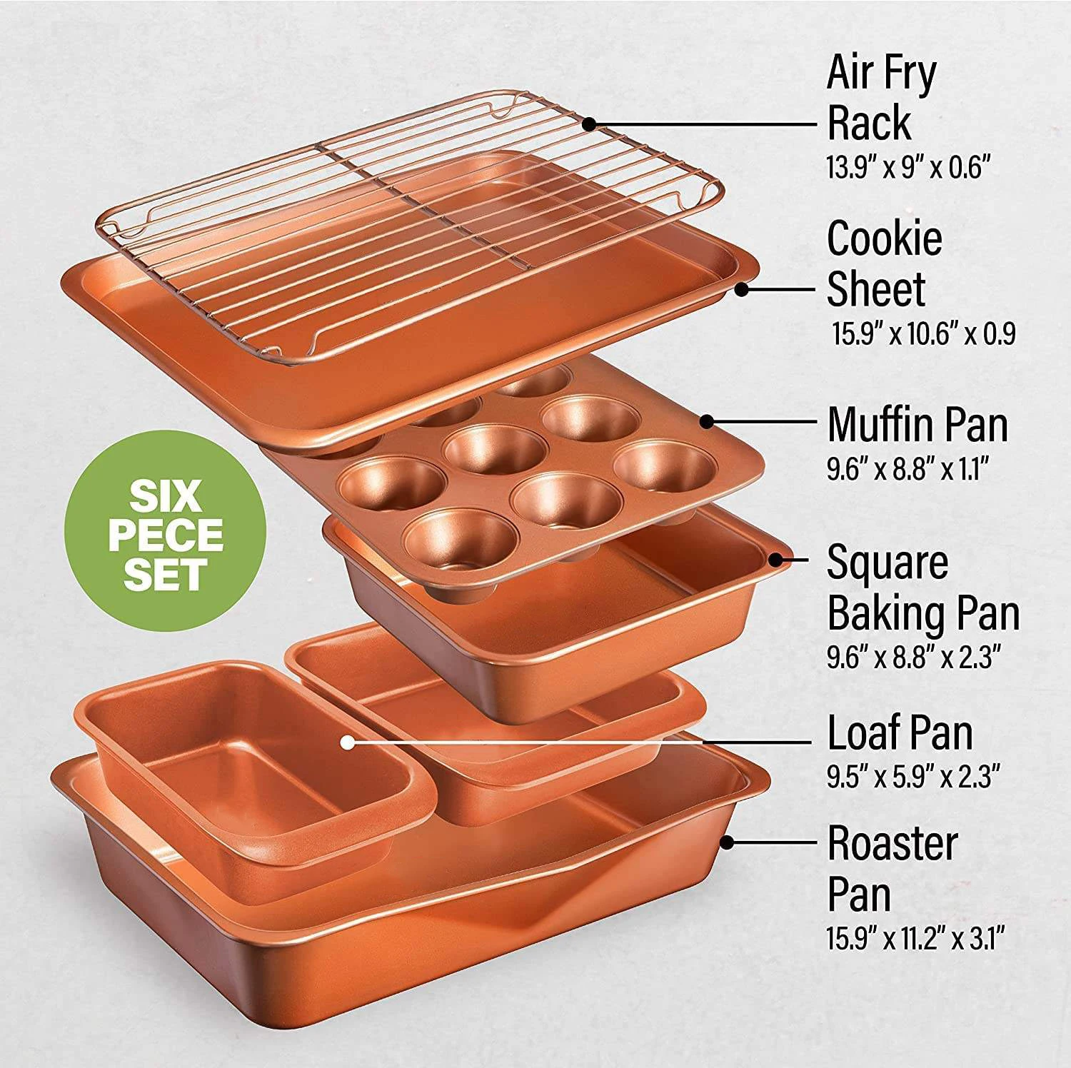 hot selling High Quality Nonstick Bakeware Set, Dishwasher Safe 6 Piece Baking Set, Ceramic Baking Pans Set
